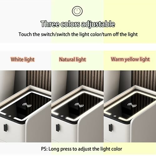 Trois couleurs de lumière réglables pour table de chevet.