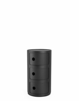 Unité de rangement noire avec trois tiroirs arrondis