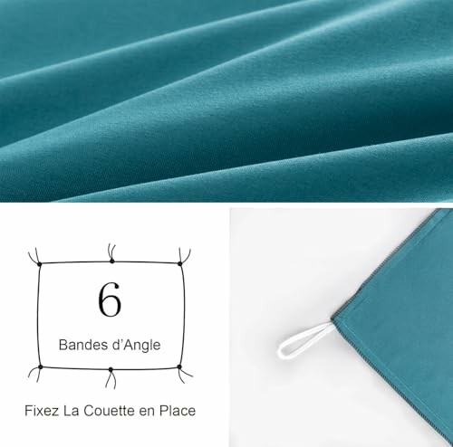 Ensemble de literie bleu avec attaches d'angle
