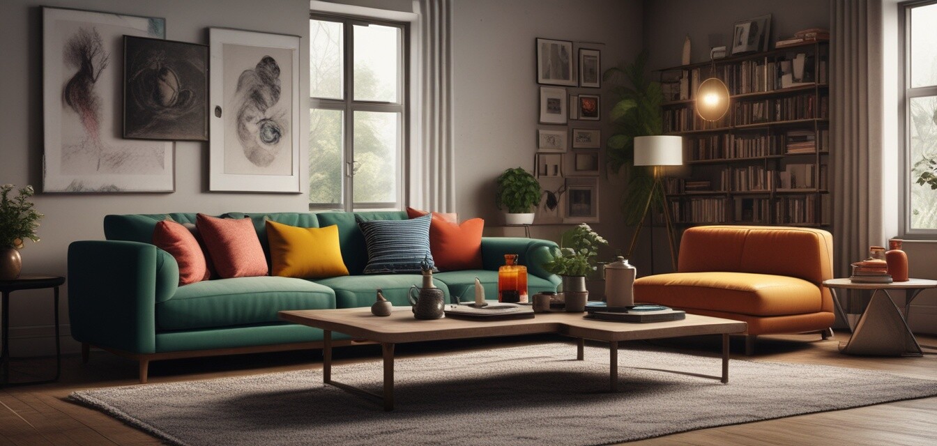 Cozy living room with eclectic decor