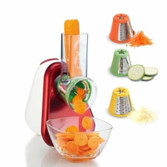 Trancheuse de légumes avec lames interchangeables et bol