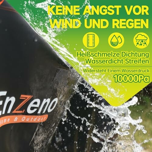 Publicité pour veste imperméable résistante au vent et à la pluie.